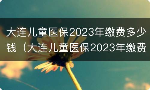 大连儿童医保2023年缴费多少钱（大连儿童医保2023年缴费多少钱啊）