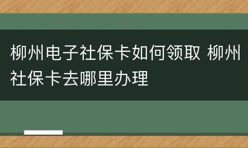 柳州电子社保卡如何领取 柳州社保卡去哪里办理