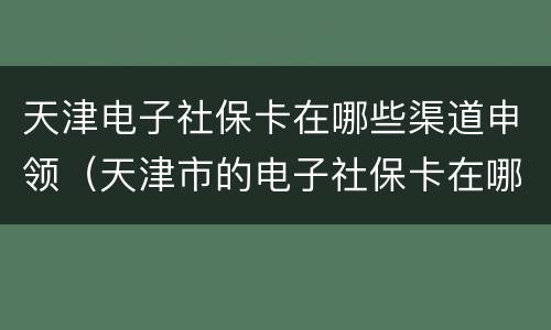 天津电子社保卡在哪些渠道申领（天津市的电子社保卡在哪里可以领取）