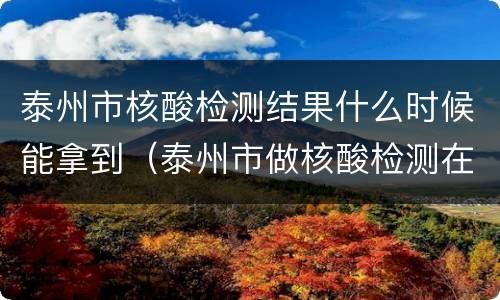 泰州市核酸检测结果什么时候能拿到（泰州市做核酸检测在哪里做）