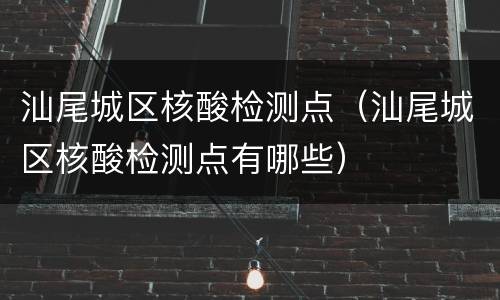 汕尾城区核酸检测点（汕尾城区核酸检测点有哪些）