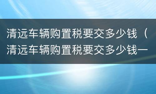 清远车辆购置税要交多少钱（清远车辆购置税要交多少钱一年）