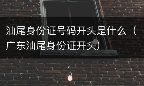 汕尾身份证号码开头是什么（广东汕尾身份证开头）