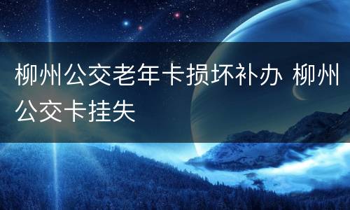 柳州公交老年卡损坏补办 柳州公交卡挂失