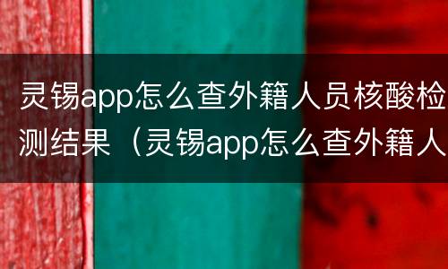 灵锡app怎么查外籍人员核酸检测结果（灵锡app怎么查外籍人员核酸检测结果）