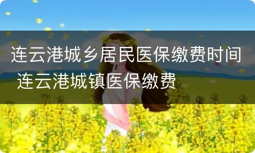 连云港城乡居民医保缴费时间 连云港城镇医保缴费