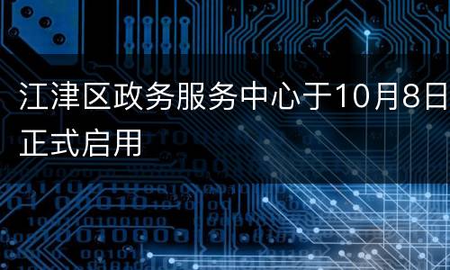 江津区政务服务中心于10月8日正式启用