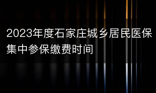 2023年度石家庄城乡居民医保集中参保缴费时间