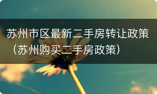 苏州市区最新二手房转让政策（苏州购买二手房政策）