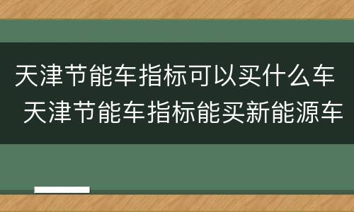 天津节能车指标可以买什么车 天津节能车指标能买新能源车吗