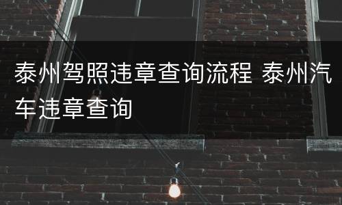 泰州驾照违章查询流程 泰州汽车违章查询