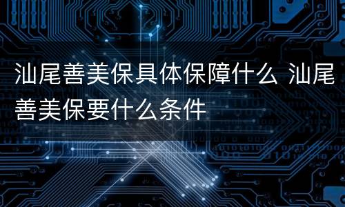汕尾善美保具体保障什么 汕尾善美保要什么条件