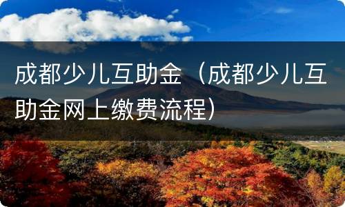 成都少儿互助金（成都少儿互助金网上缴费流程）