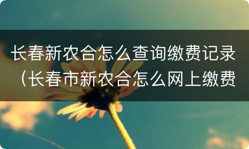 长春新农合怎么查询缴费记录（长春市新农合怎么网上缴费）