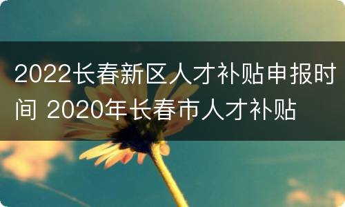 2022长春新区人才补贴申报时间 2020年长春市人才补贴