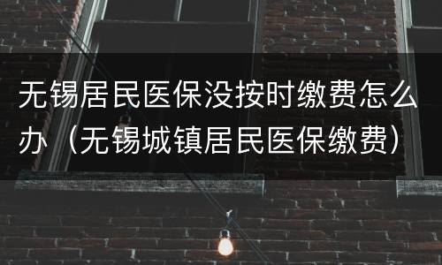 无锡居民医保没按时缴费怎么办（无锡城镇居民医保缴费）