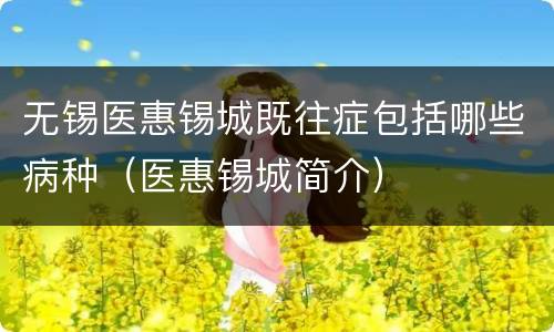 无锡医惠锡城既往症包括哪些病种（医惠锡城简介）