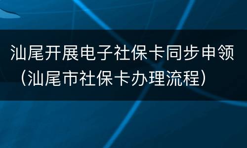 汕尾开展电子社保卡同步申领（汕尾市社保卡办理流程）