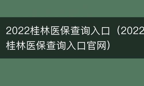 2022桂林医保查询入口（2022桂林医保查询入口官网）