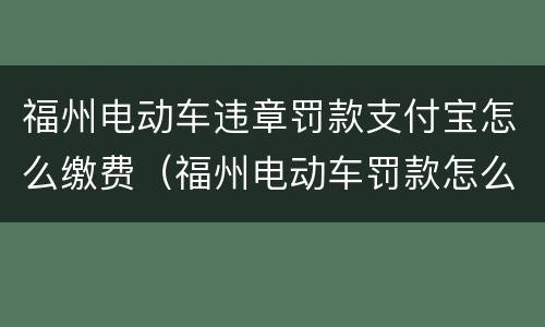 福州电动车违章罚款支付宝怎么缴费（福州电动车罚款怎么交费）