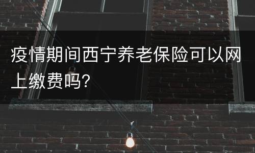 疫情期间西宁养老保险可以网上缴费吗？