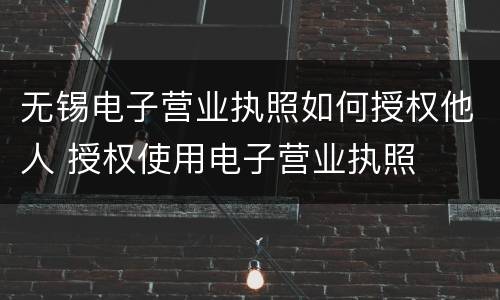 无锡电子营业执照如何授权他人 授权使用电子营业执照