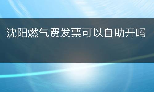 沈阳燃气费发票可以自助开吗