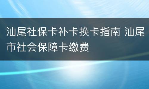 汕尾社保卡补卡换卡指南 汕尾市社会保障卡缴费