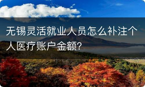 无锡灵活就业人员怎么补注个人医疗账户金额？