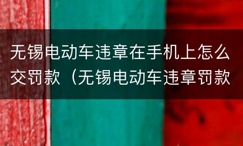 无锡电动车违章在手机上怎么交罚款（无锡电动车违章罚款怎么交罚款）