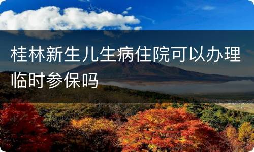 桂林新生儿生病住院可以办理临时参保吗