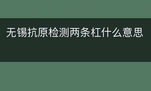 无锡抗原检测两条杠什么意思