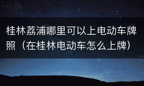 桂林荔浦哪里可以上电动车牌照（在桂林电动车怎么上牌）