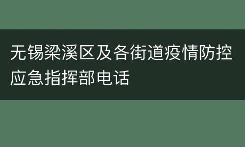无锡梁溪区及各街道疫情防控应急指挥部电话