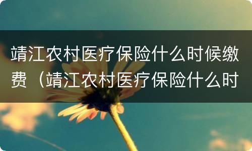 靖江农村医疗保险什么时候缴费（靖江农村医疗保险什么时候缴费的）