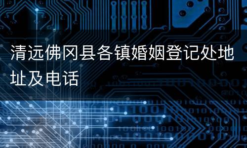 清远佛冈县各镇婚姻登记处地址及电话