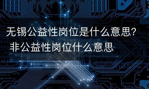 无锡公益性岗位是什么意思？ 非公益性岗位什么意思