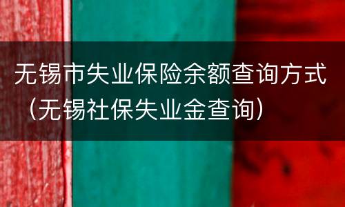 无锡市失业保险余额查询方式（无锡社保失业金查询）