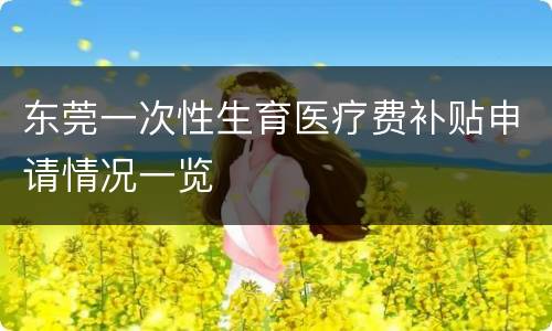 东莞一次性生育医疗费补贴申请情况一览