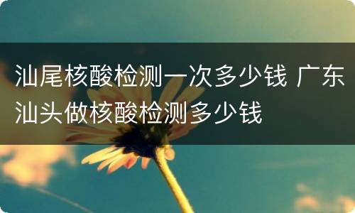 汕尾核酸检测一次多少钱 广东汕头做核酸检测多少钱