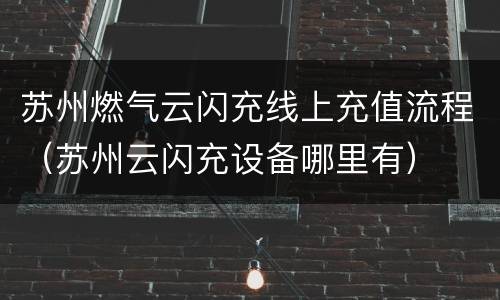 苏州燃气云闪充线上充值流程（苏州云闪充设备哪里有）