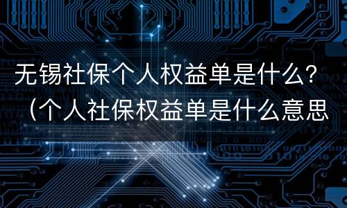 无锡社保个人权益单是什么？（个人社保权益单是什么意思）