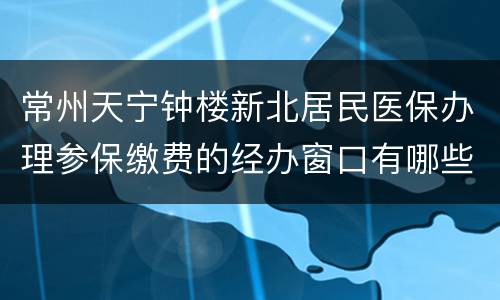 常州天宁钟楼新北居民医保办理参保缴费的经办窗口有哪些