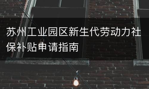 苏州工业园区新生代劳动力社保补贴申请指南
