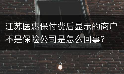 江苏医惠保付费后显示的商户不是保险公司是怎么回事？