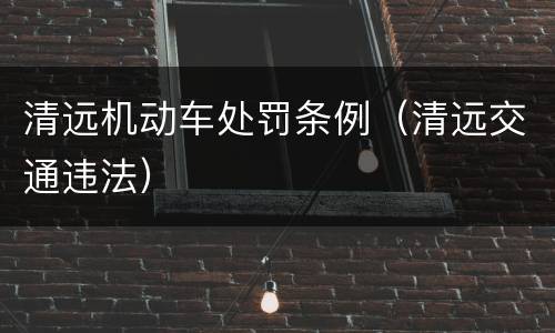 清远机动车处罚条例（清远交通违法）