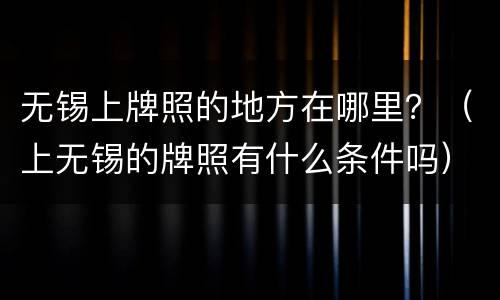 无锡上牌照的地方在哪里？（上无锡的牌照有什么条件吗）