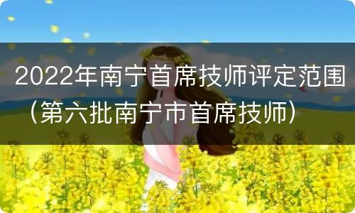 2022年南宁首席技师评定范围（第六批南宁市首席技师）