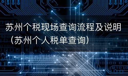 苏州个税现场查询流程及说明（苏州个人税单查询）