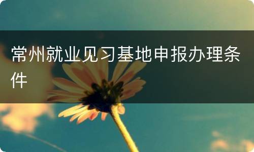 常州就业见习基地申报办理条件